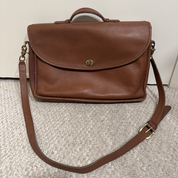 Coach Handbags - Vintage Coach Lexington Briefcase British Tan Brown Leather Made in USA